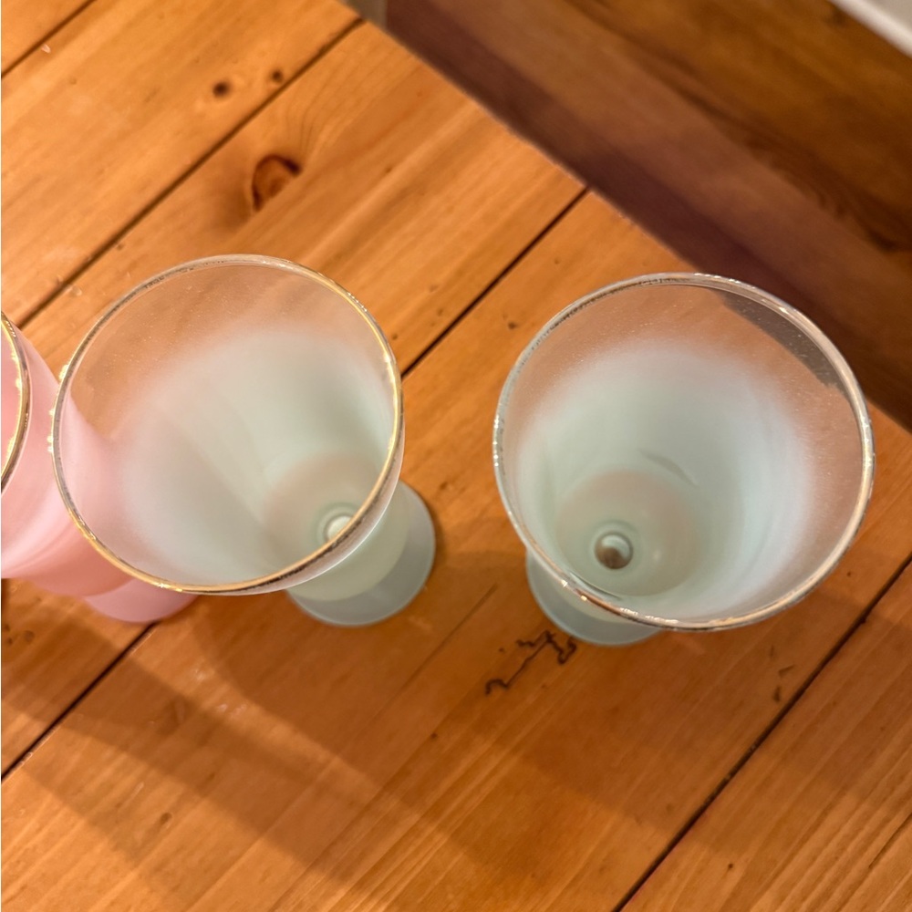 Blendo 4 Frosted Pastel Ombré Glassware Set Parfait Cocktail Glasses MCM Vintage - Picture 9 of 16
